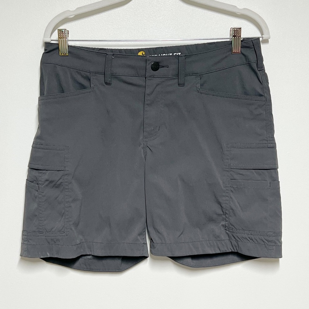 Carhartt Womens Straight Fit Force Madden Cargo Short Utility Shorts Grey Sz 8